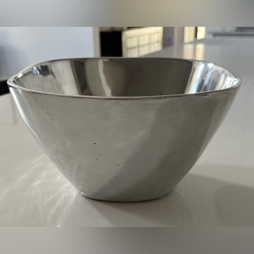 Pottery Barn Barona Large Square Silver Bowl